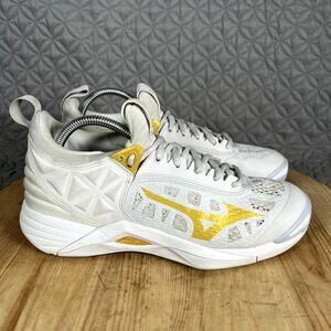 Mizuno Shoes Women's 9.5 Wave Momentum Volleyball White Gold